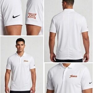 Texas Longhorns Nike Dri-FIT Polo Shirt Performance Mens Large White Big 12